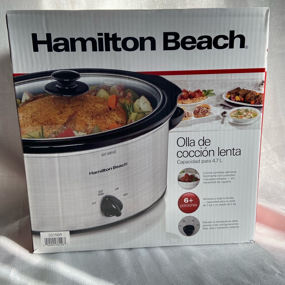 Hamilton Beach 5 Quart Portable Slow Cooker silver 33156R